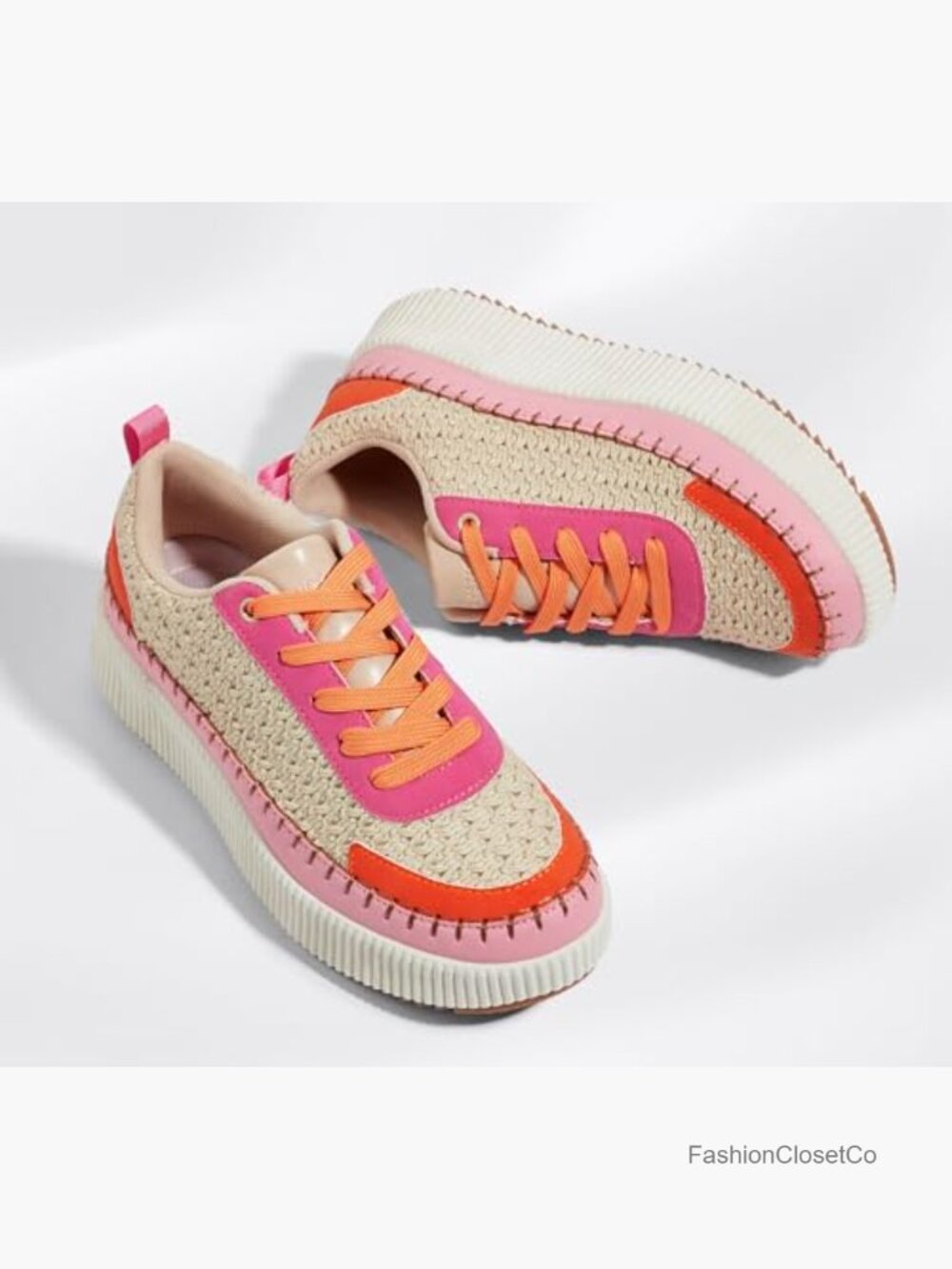 Platform Sneakers Rhinestone Fashion Chunky Casual Retro Braided Walking Shoes - Picture 5 of 7